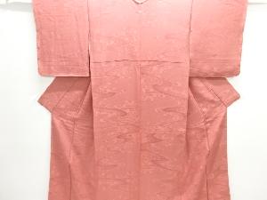 未使用品　流水模様織り出し一つ紋色無地着物